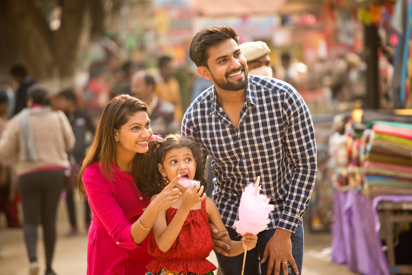 Indian family at street market